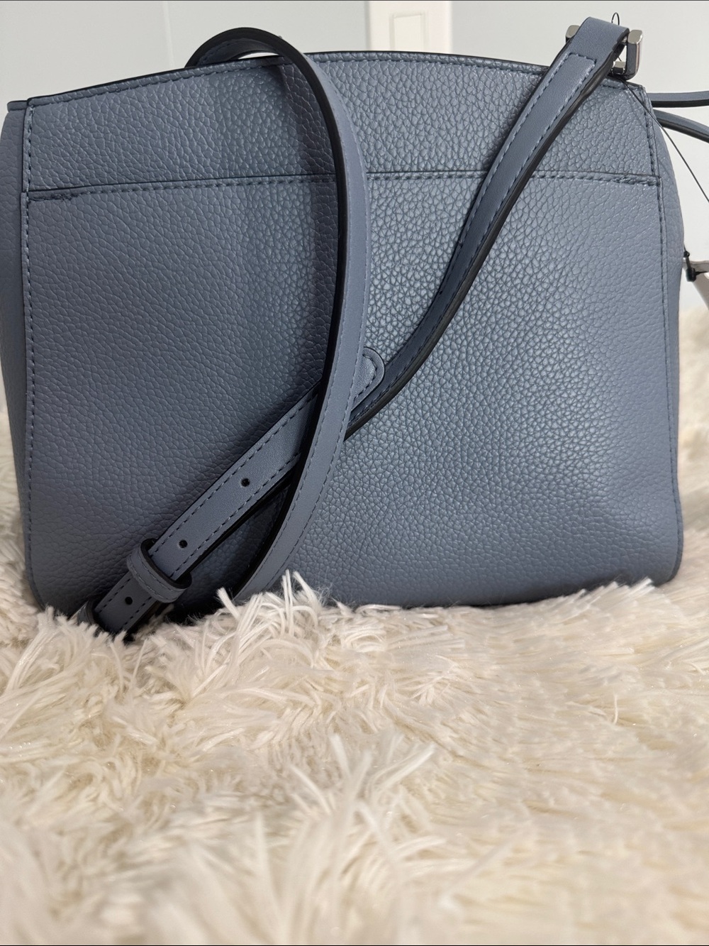 Calvin Klein Light Blue Leather Crossbody Satchel - Picture 3 of 7